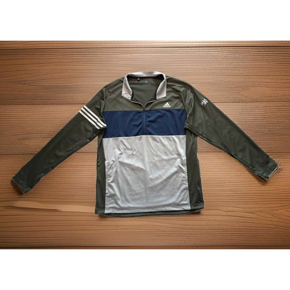 Adidas Mens Size Large 1/4 Quarter Zip Competition Golf Pullover Block Color